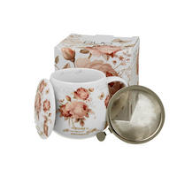 TEETASSE mit Sieb in Fassform SECESJA - Weiß, Keramik (0.43L) - DUO PORCELAIN