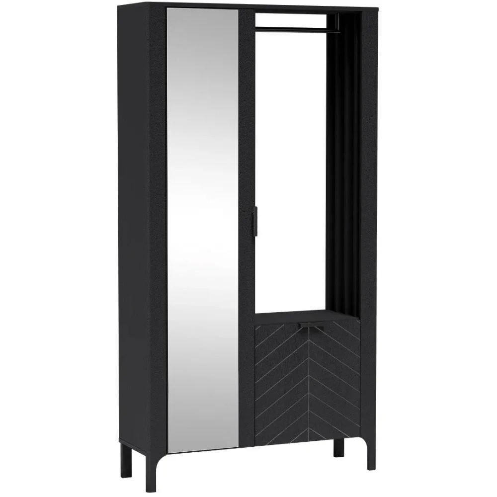 Beautysofa Garderobenschrank Schwarz 105x197x33 cm