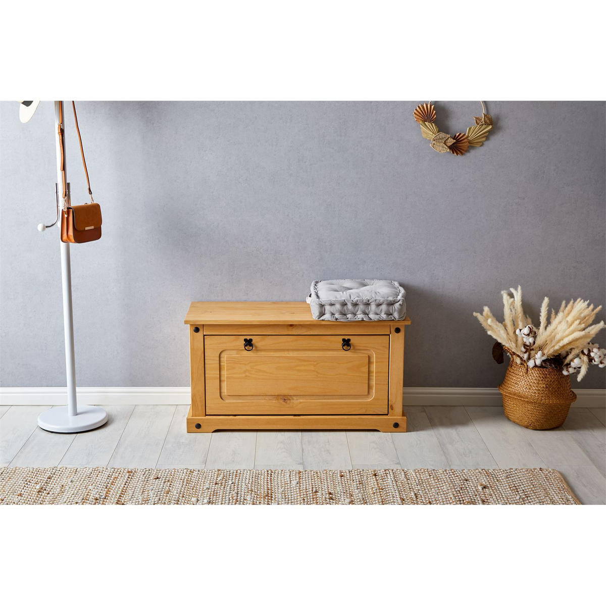 SCHUHBANK TEQUILA - Naturfarben, Holz (95/50/38cm) - IDIMEX