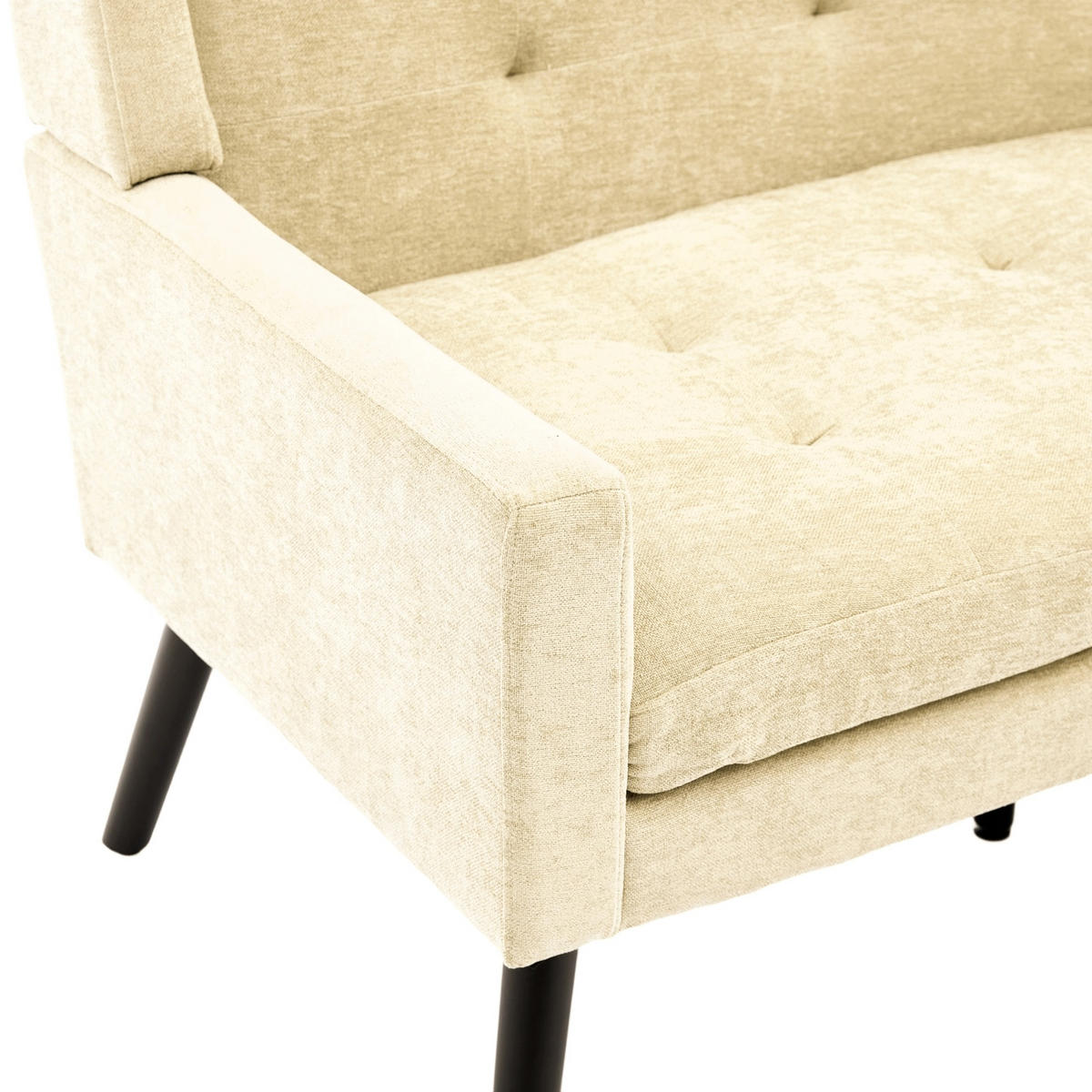 LAVICE béžová z čalounění s masivními dřevěnými nohami a prošíváním - béžová, textil (75/88/119cm) - OKWISH