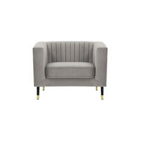 SESSEL Slender-Velluto 15 - Hellgrau, Holz/Textil (99/71/83cm) - SLF24