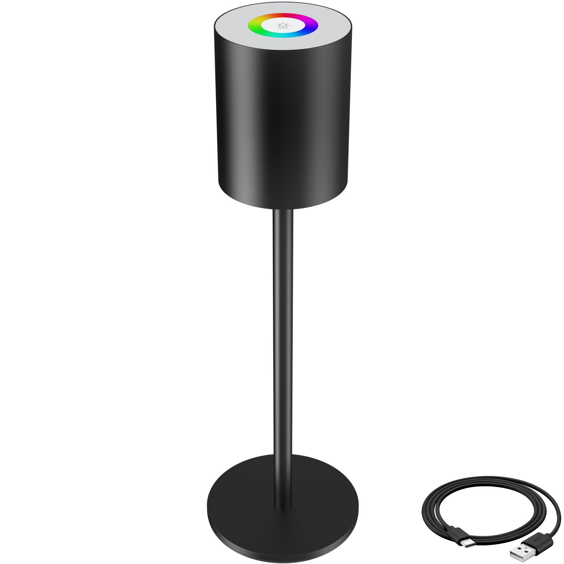 tectake Akku-Tischlampe Schwarz 10x37x10 cm