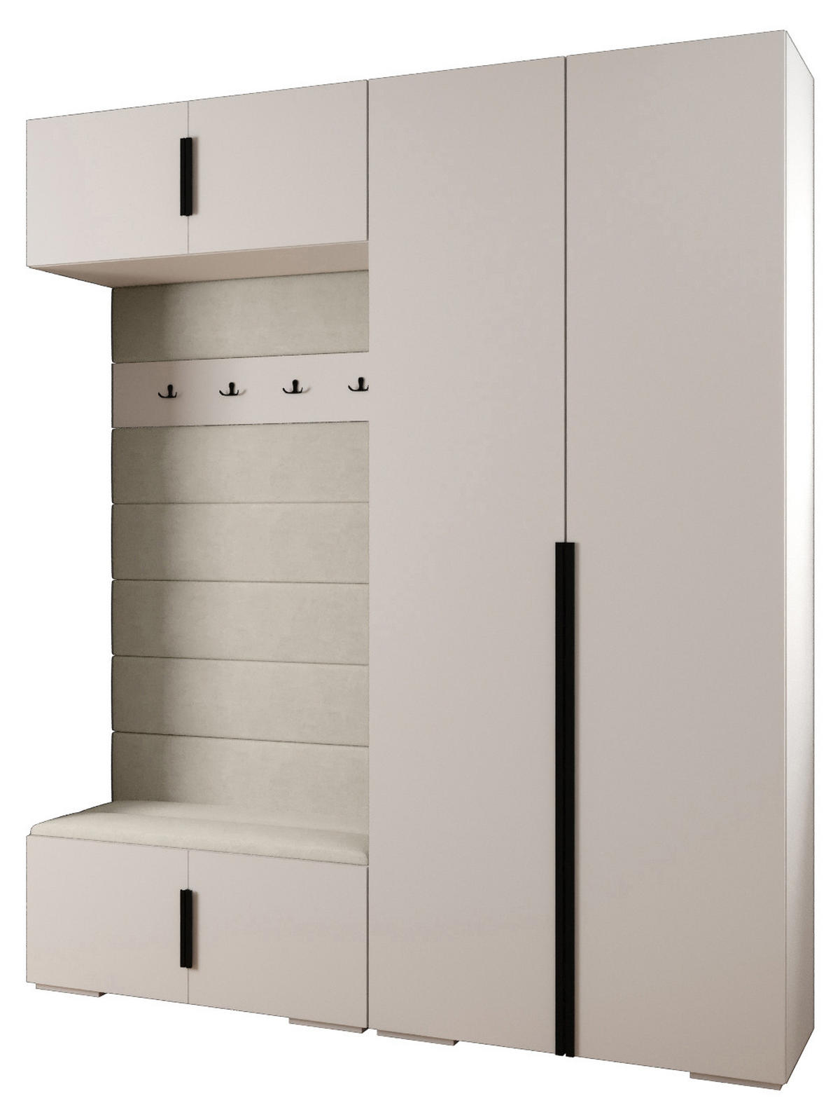 GARDEROBEN-SET 236,7/200/47 - Schwarz/Weiß, Holz/Kunststoff (200/236.7/47cm) - Abiks Möbel