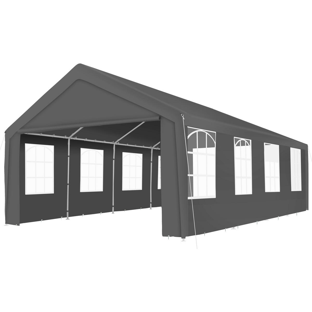 PARTYZELT Mammut,inklusive Spannseilen und Heringen,grau - Grau, Kunststoff (400/315/800cm) - tectake
