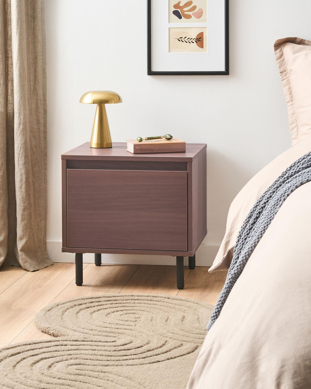 NACHTTISCH mit 1 Schublade Dunkelbraun Nikea - Dunkelbraun, Holzwerkstoff (40/45/45cm) - Beliani