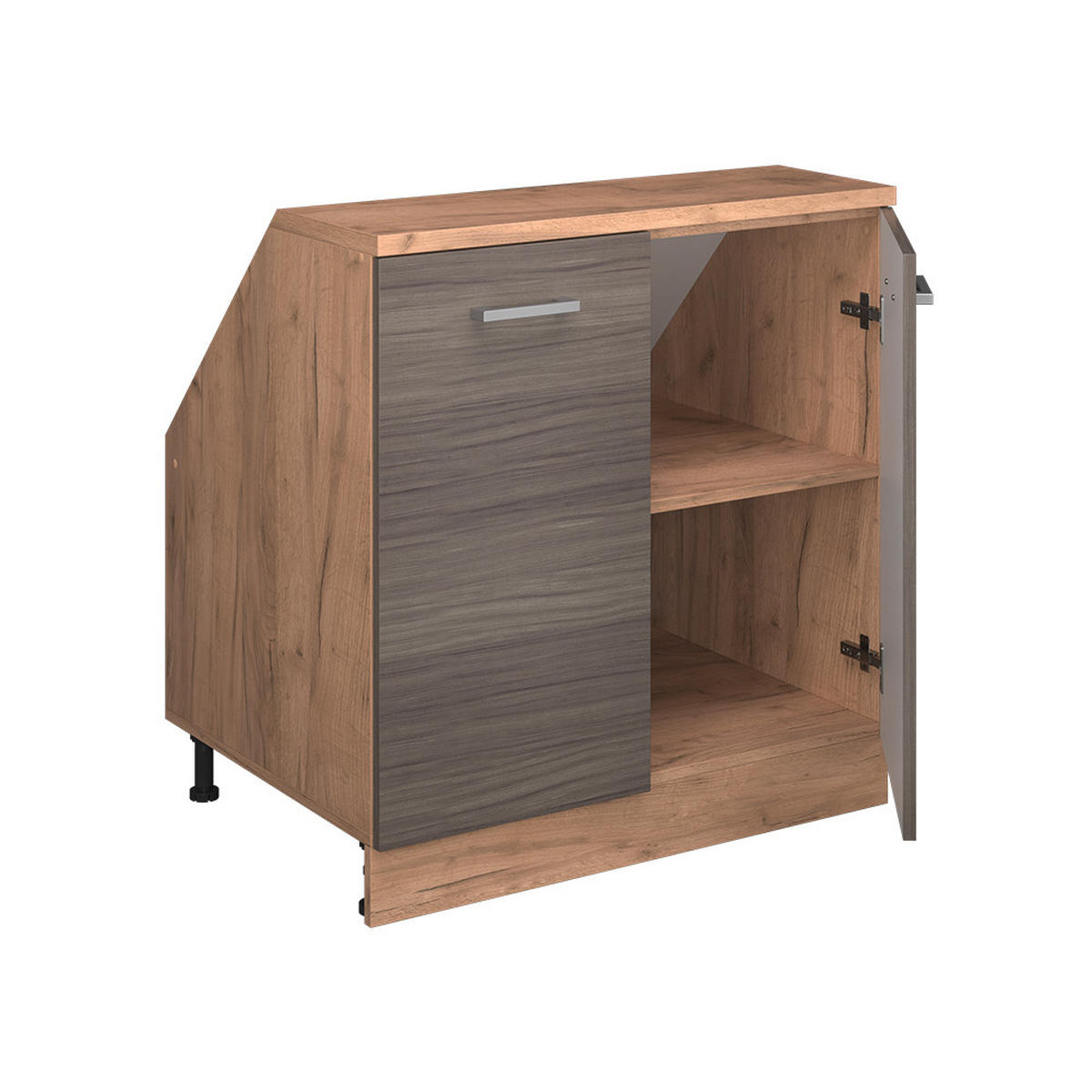 WARDROBE FOR SLOPING CEILING Rion Plemenita Siva 80 x 81.6 cm s 2 vrata, korpus ormara dubine 60 cm - hrast medunac/siva, drvni materijal (80/83.8/60cm) - Vicco