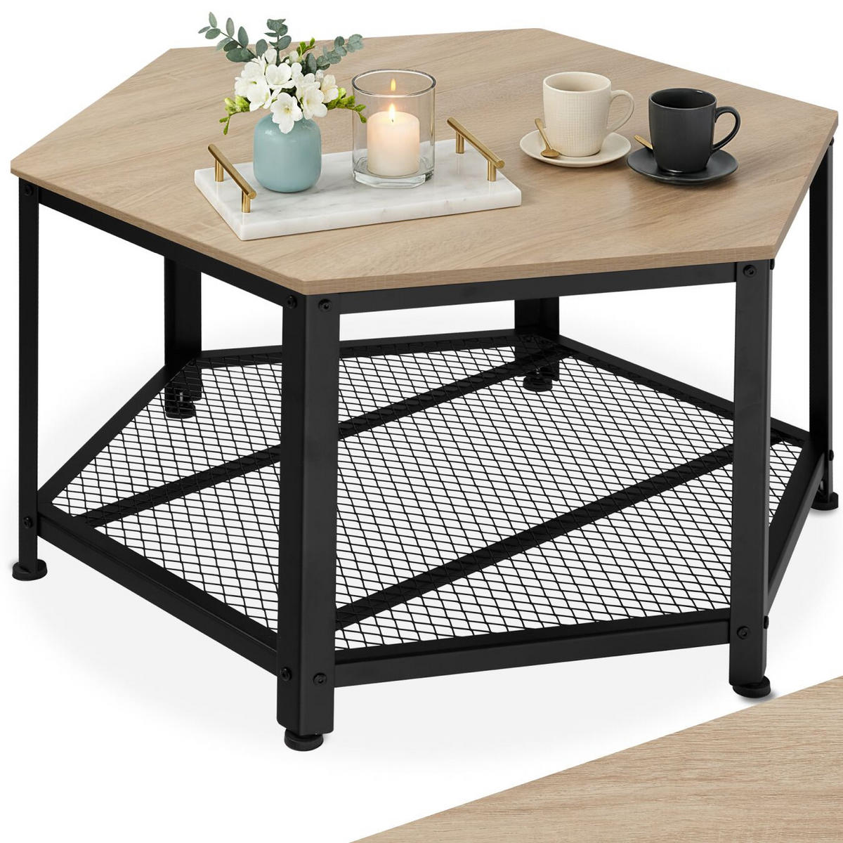 COUCHTISCH Norwich,86,5 x 75 x 46,5 cm,Industrial Holz hell, Eiche Sonoma - Naturfarben, Holz (75/86.5/46.5cm) - tectake