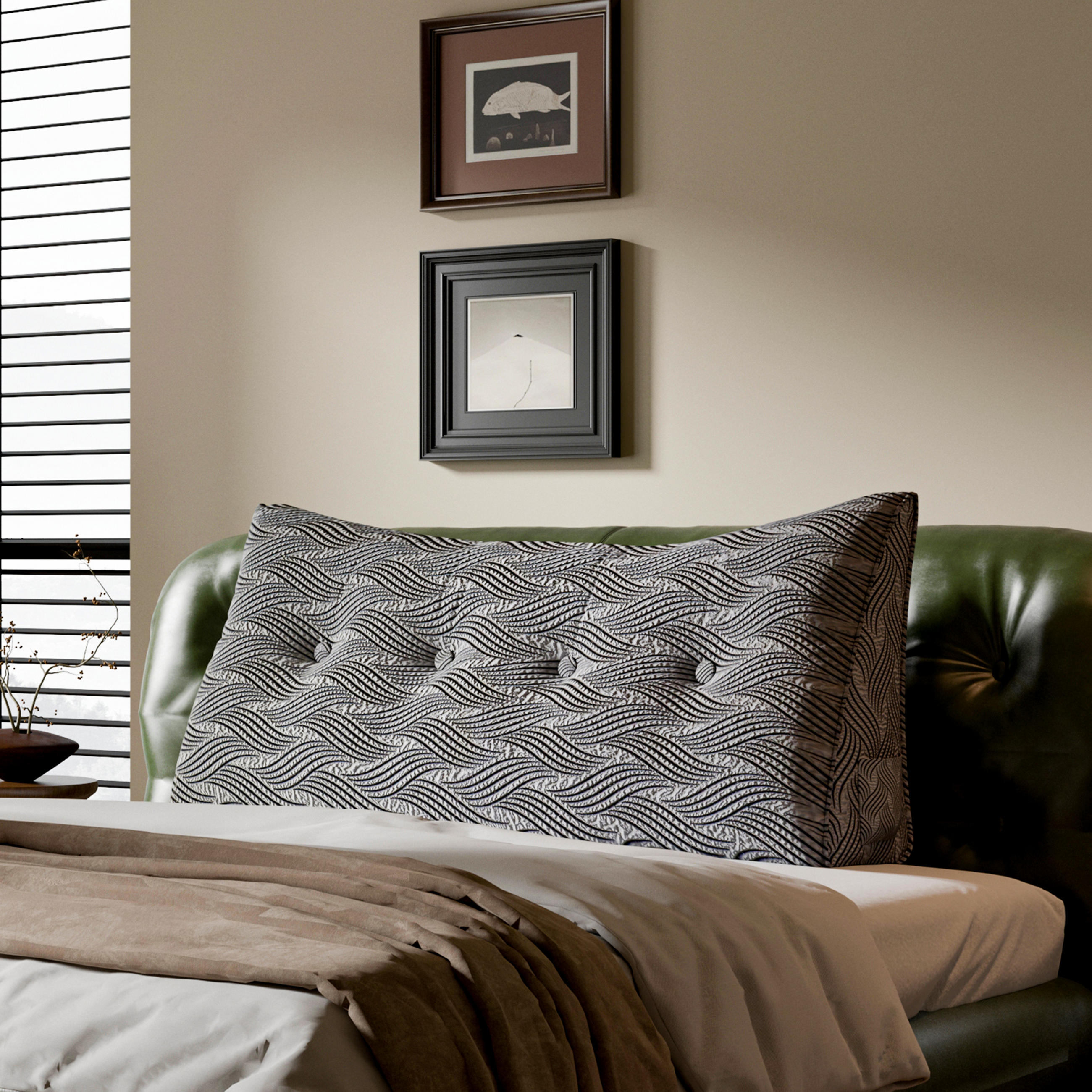 KEILKISSEN für Bett beflockter Crinkle-Stoff 140cm - Schwarz, Textil (21/140cm) - Vercart