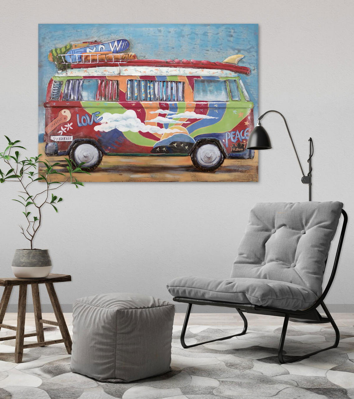 METALLBILD Bunt 100/75 cm - Multicolor, Metall (6.2/75cm) - KUNSTLOFT