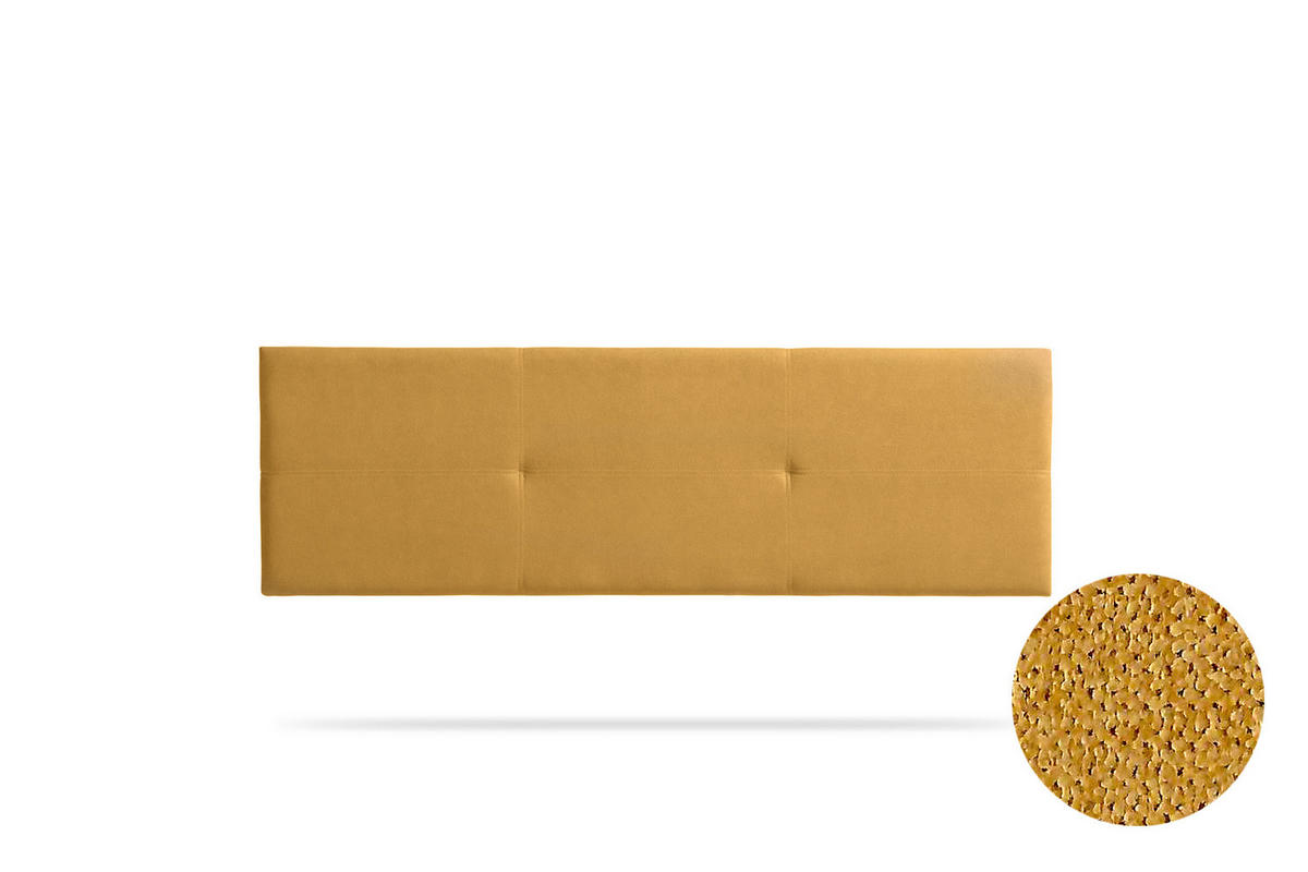 KOPFTEIL gepolstert ALMA Aqualine 170x50x5 cm - Senf - Moonia - Currygelb, Holz (170/5/50cm)
