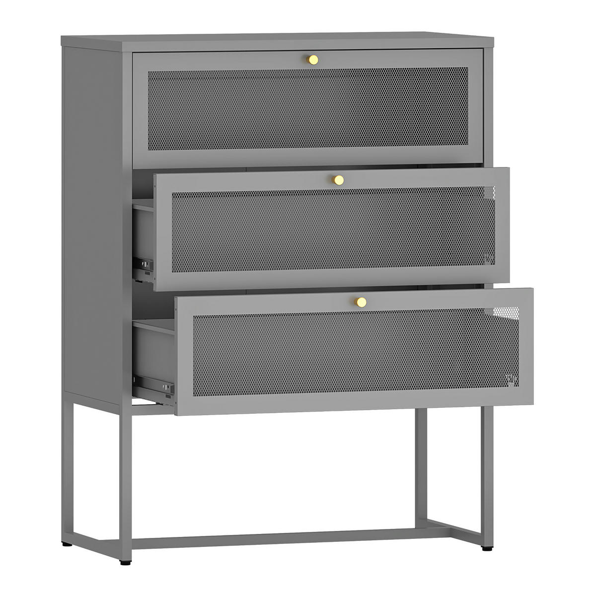 SCHUBLADENKOMMODE Sund - Goldfarben/Grau, Metall (80/105/40cm) - [en.casa]