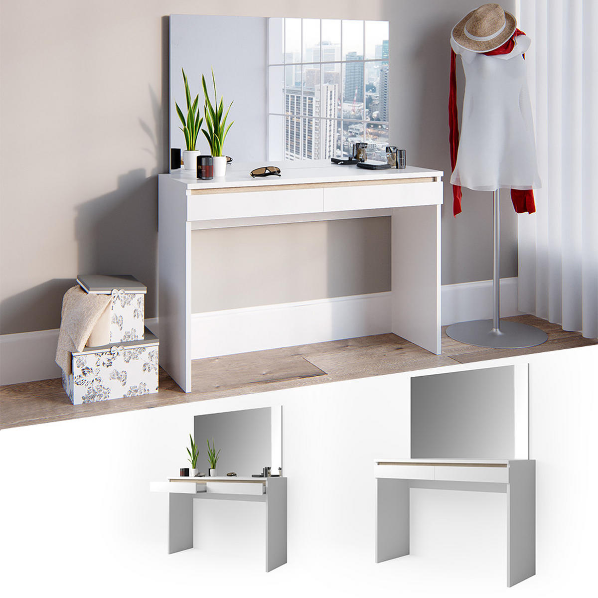 SCHMINKTISCH Emma Weiß 120 cm - Weiß, Holzwerkstoff (120/83/41.8cm) - Vicco