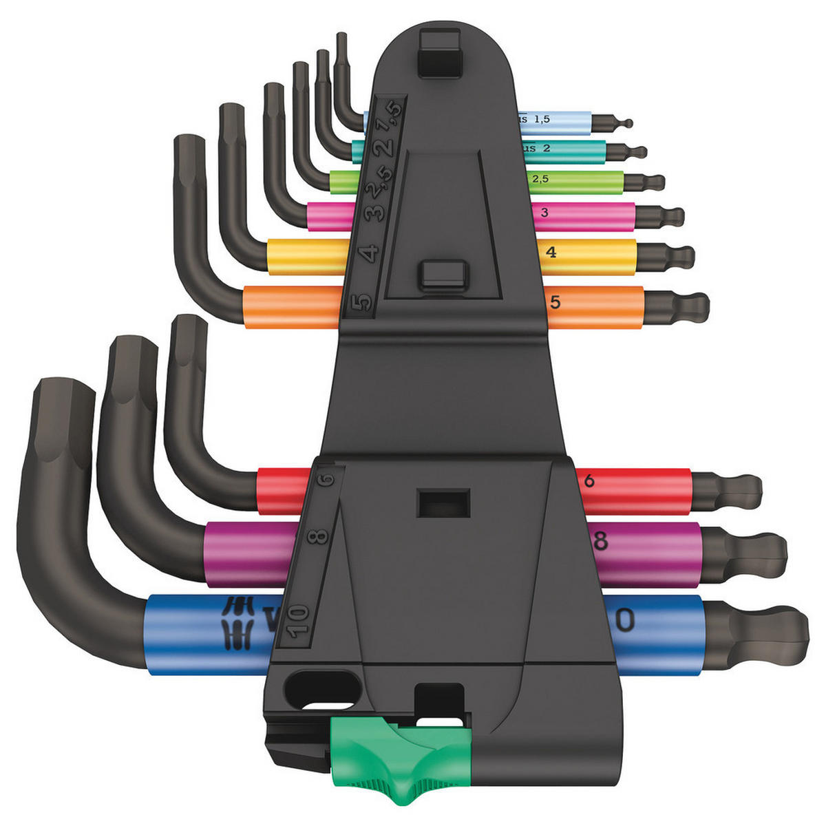 WINKELSCHLÜSSELSATZ 950/9 Hex-Plus Multicolour 2, BlackLaser, 9-teilig - Multicolor, Kunststoff (145/95/30cm) - Wera