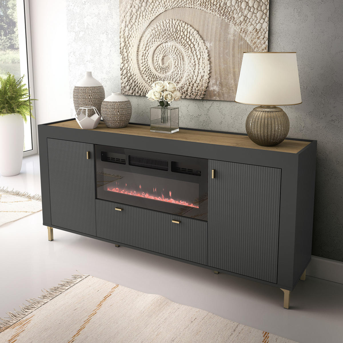 DREHTÜRENSCHRANK Monta mit 2 Türen, Schwarz - Schwarz, Holzwerkstoff (97/194/56cm) - Beautysofa