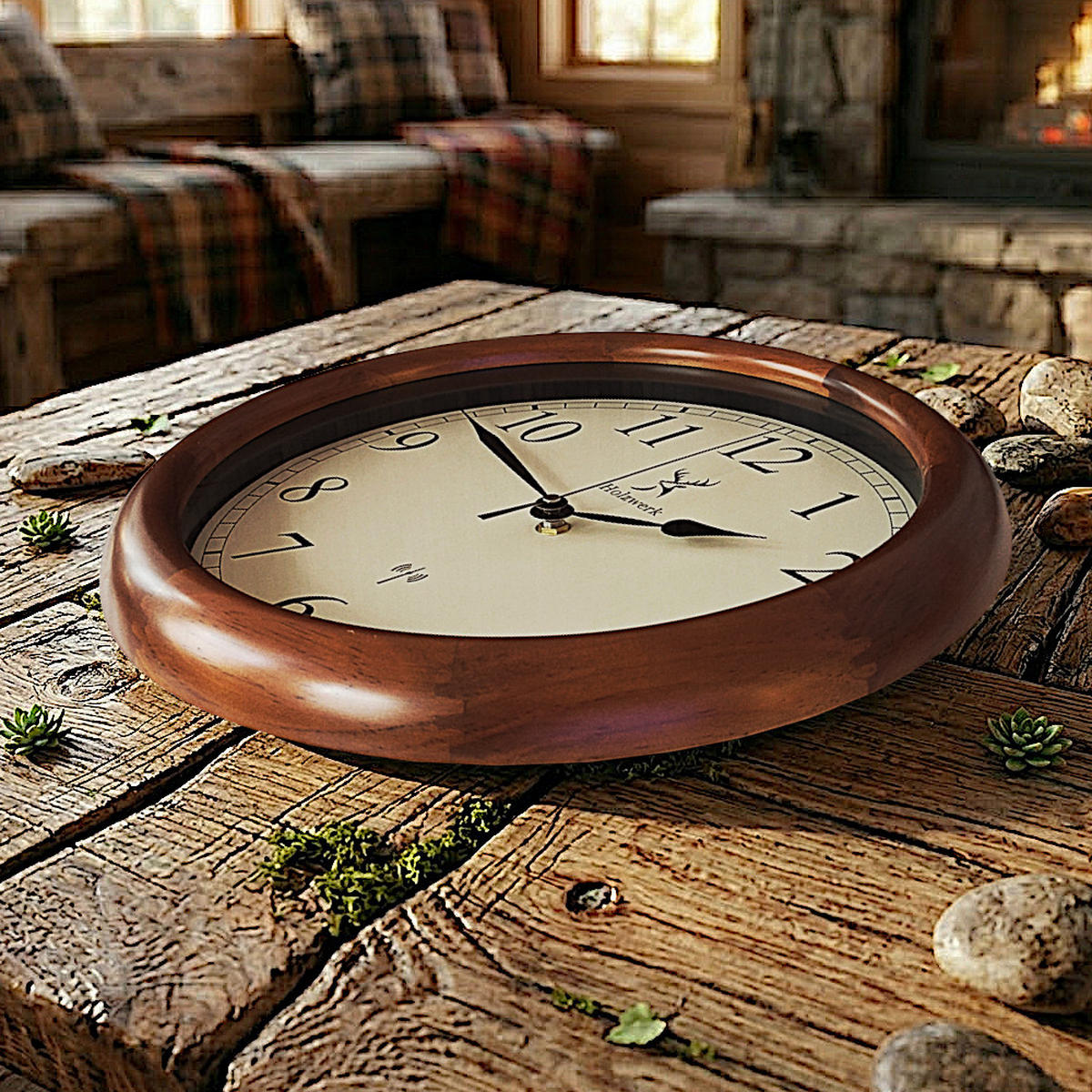 WANDUHR Holz Designer TRIBERG (FUNK) Loft Wand Uhr, braun - Braun, Glas/Holz (35/35/5.5cm) - Holzwerk