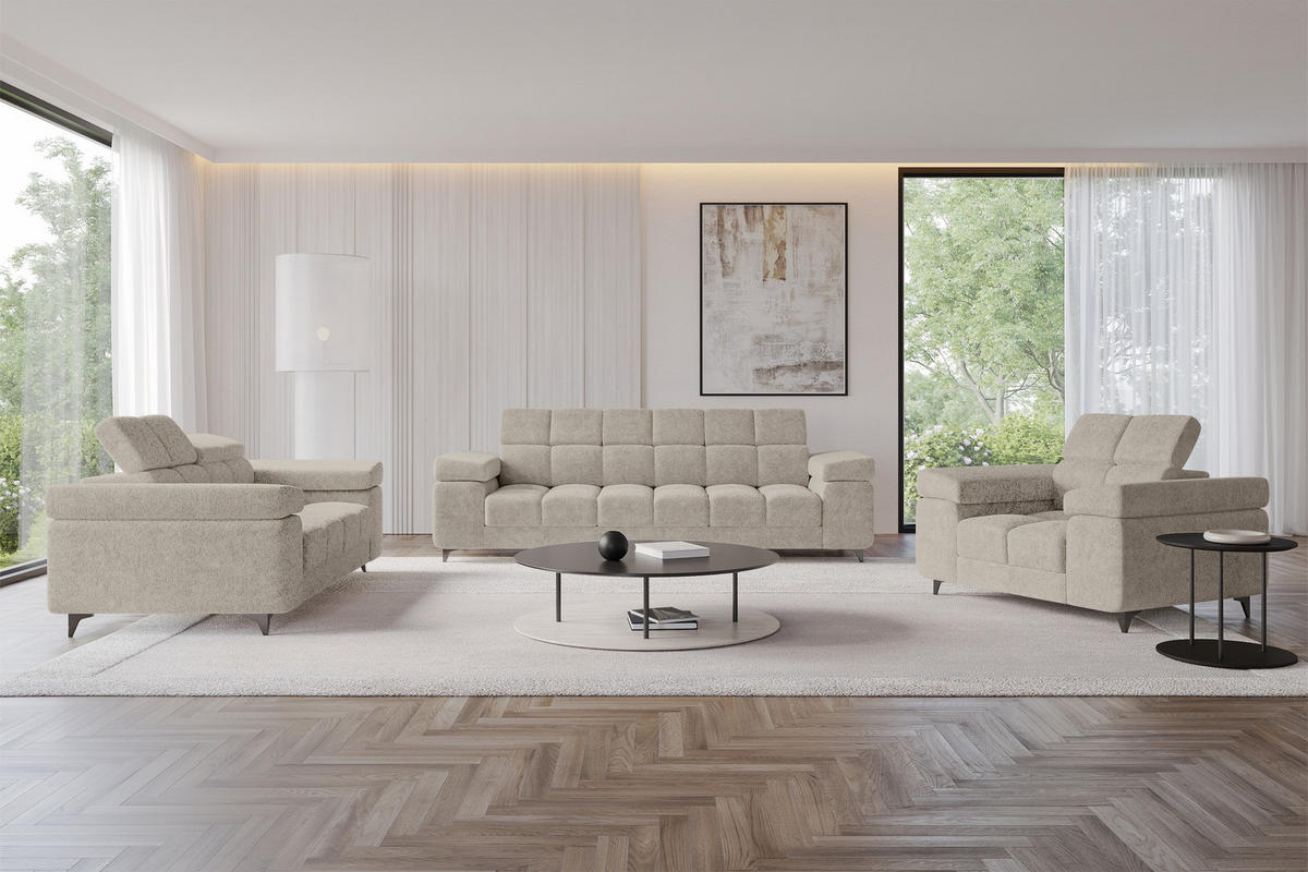 SOFA 2-Sitzer LORD-S1 194x97x90 cm Beige Chenille - Beige, Holzwerkstoff/Textil (194/90/97cm) - ALTDECOR