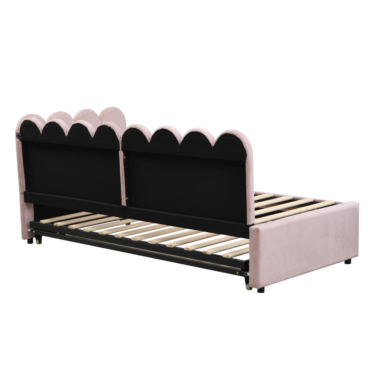 POLSTERBETT aus Samt 90x200 cm in Rosa mit Ausziehbett - Rosa, Textil (90/200cm) - Modfu