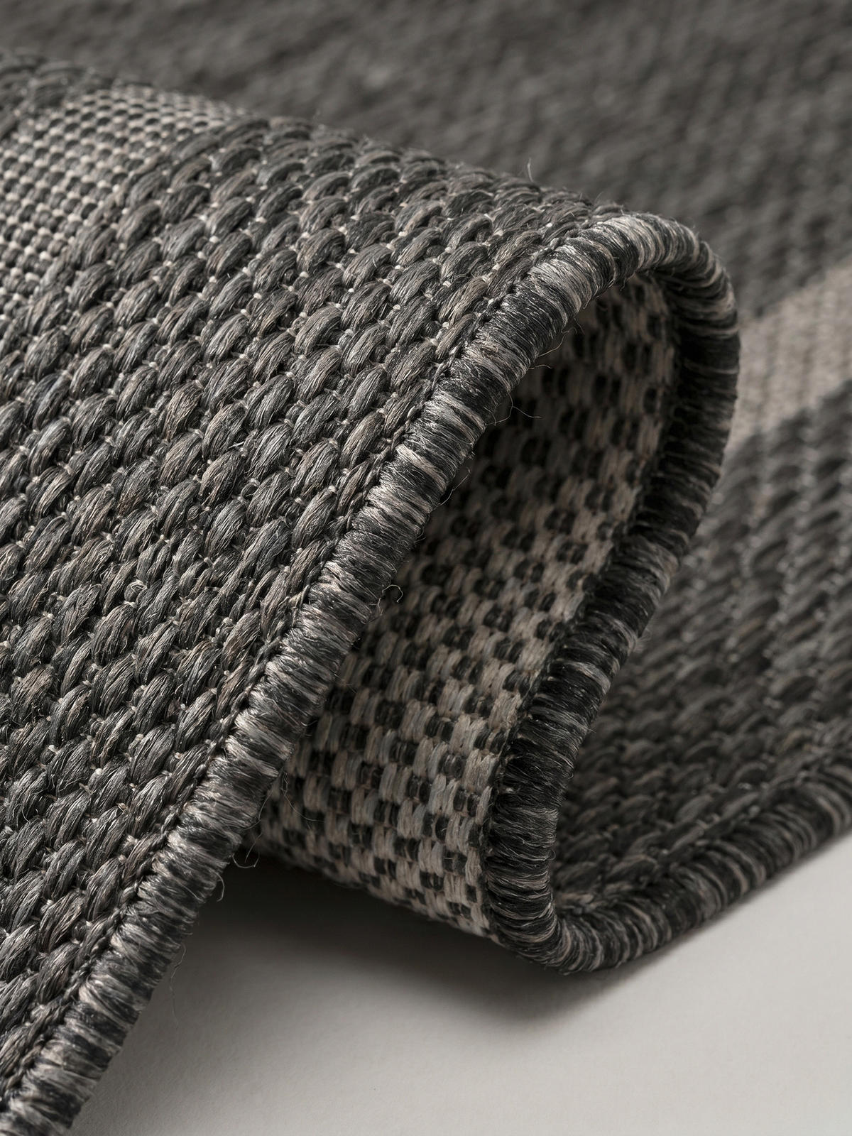 TEPPICH Balkon Unifarben Pflegeleicht Waschbar Terrasse Rund Schwarz 160x160 cm – ALSTER - Grau, Textil (160/160cm) - KADIMA DESIGN