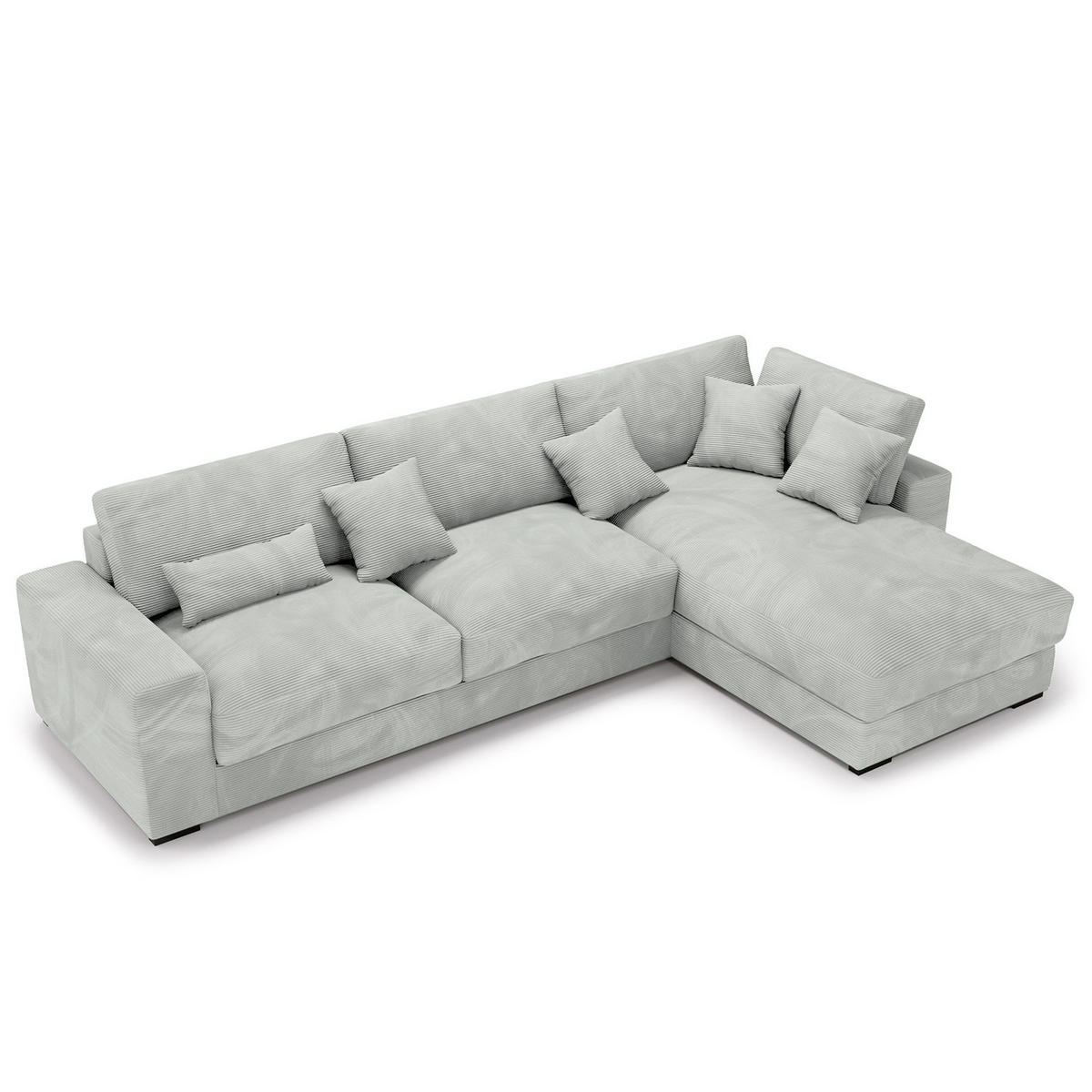 ECKSOFA mit Longchair - Hellgrau/Schwarz, Kunststoff/Textil (340/205cm) - home24