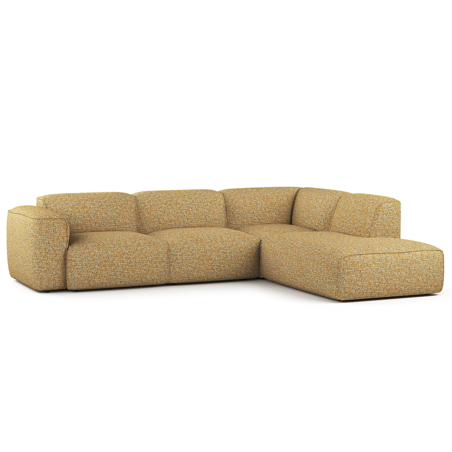 3-SITZER ECKSOFA mit Recamiere - Schwarz/Honig, Kunststoff/Textil (295/231cm) - home24