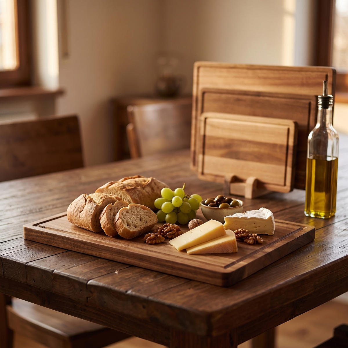 SCHNEIDEBRETT Braun 3er-Set Akazienholz mit Ständer - Braun, Holz (40/30cm) - Relaxdays