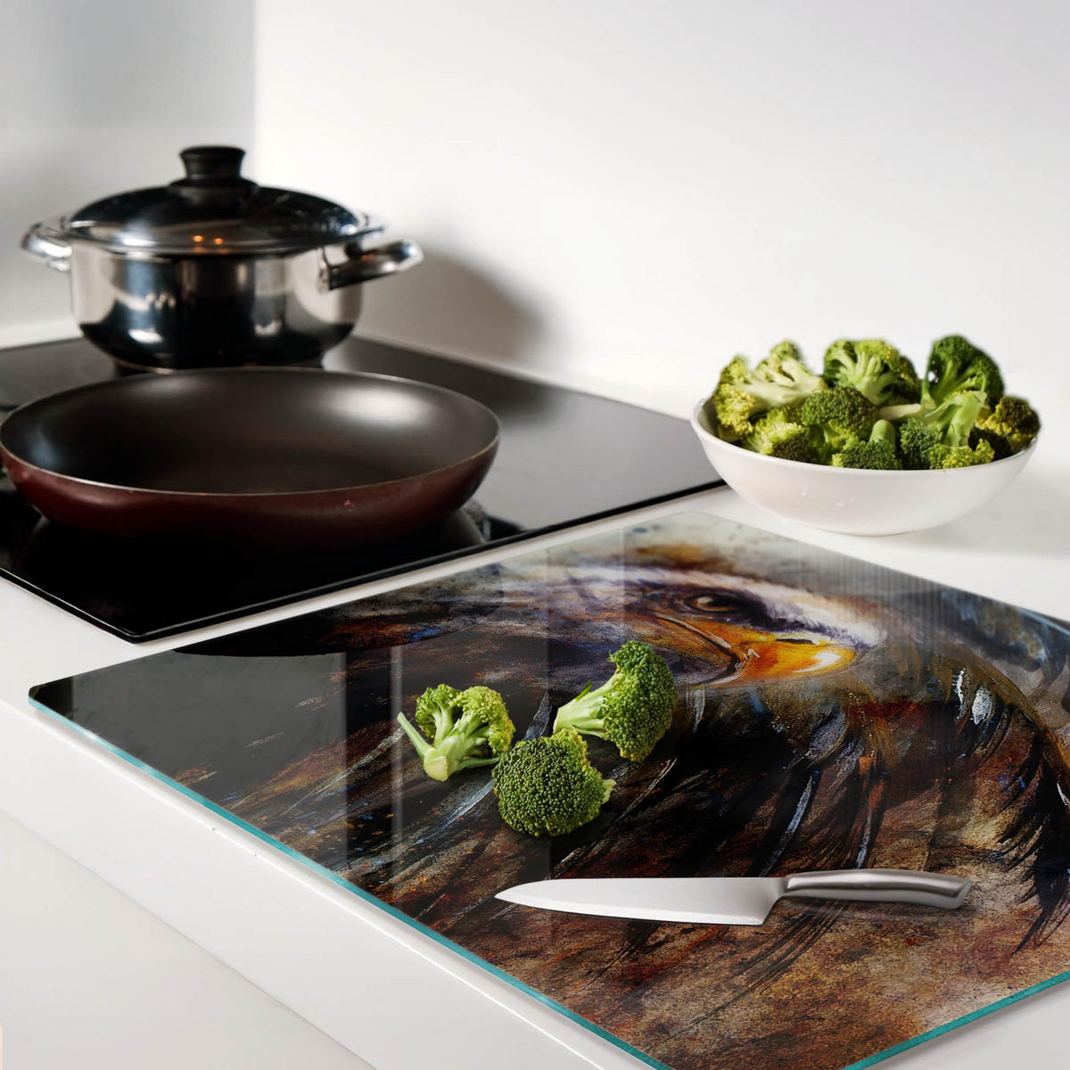 GLASPLATTE 60x52 cm Adler - Braun, Glas (60/0.4/52cm) - TULUP