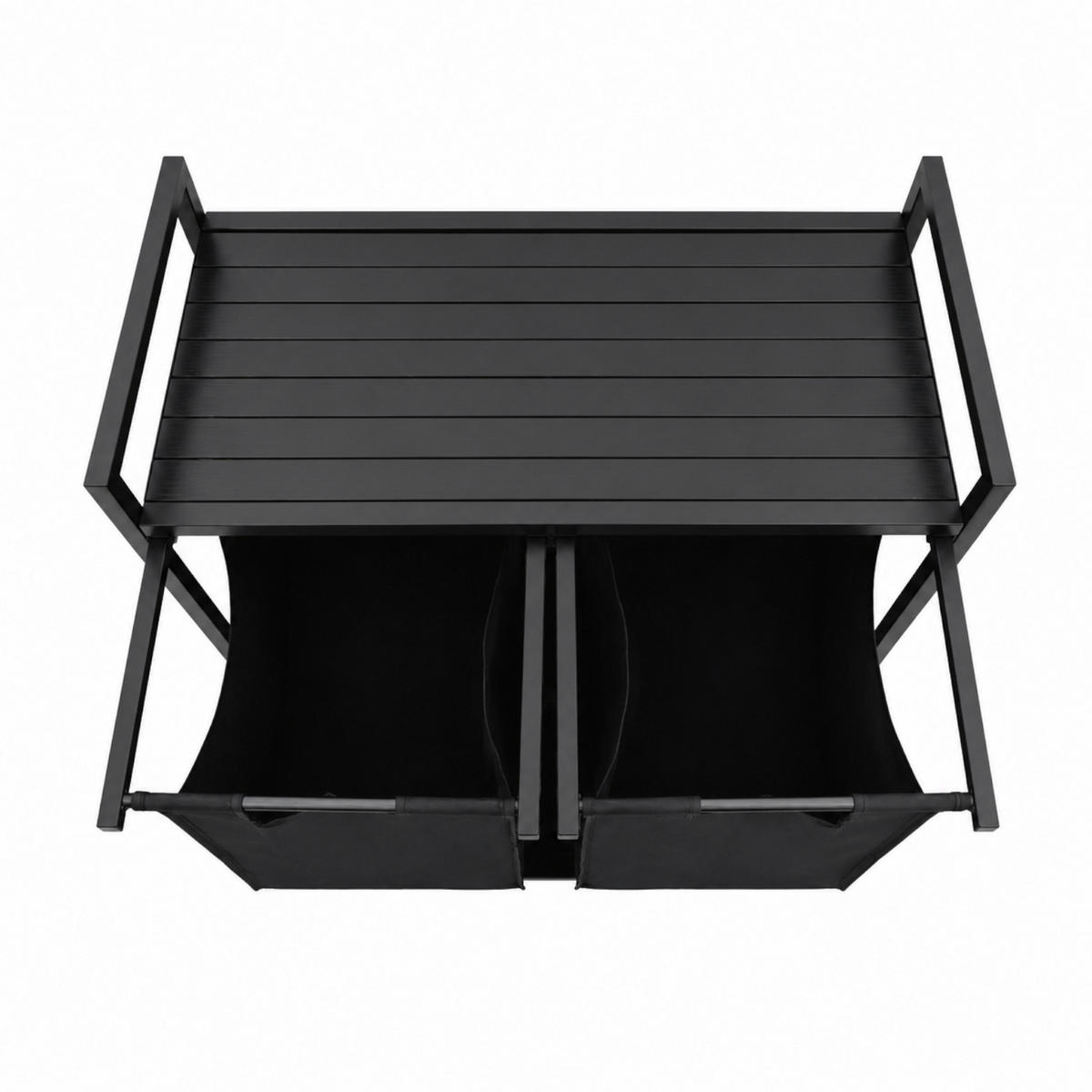 WÄSCHEKORB Metal MDF Stoff Schwarz 2 herausnehmbare Schwarz 92 Liter 73x33x71 cm - Schwarz, Metall (73/71/33cm) - Begryf