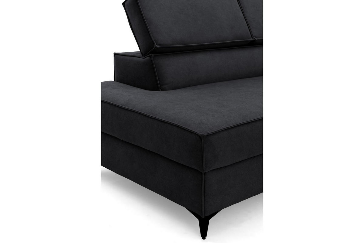 ECKSOFA PURE U Links mit Schlaffunktion 127x270 Velours Graphit - Graphitfarben/Schwarz, Holz/Textil (340/204cm) - Muffo