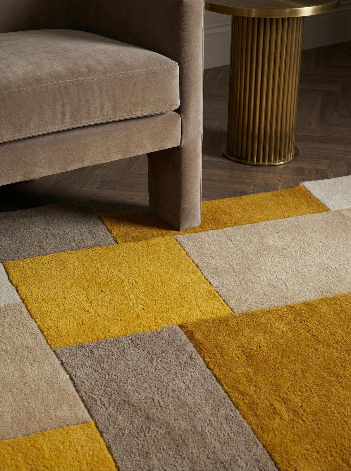 WOLLTEPPICH Geometrisch-Design, handgetuftet THAMES EVA, Senfgelb 200x290 cm - Gelb, Textil (200/290cm) - KADIMA DESIGN