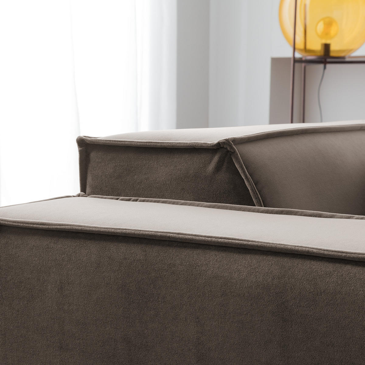 ECKSOFA mit Longchair - Taupe/Schwarz, Kunststoff/Textil (294/177cm) - home24