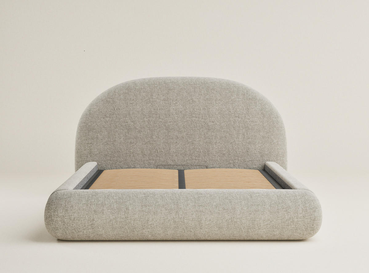 POLSTERBETT Maumere Beige 160/200 cm im Chenille-Stoff - Beige/Schwarz, Holz/Holzwerkstoff (160/200cm) - Maison de Reve