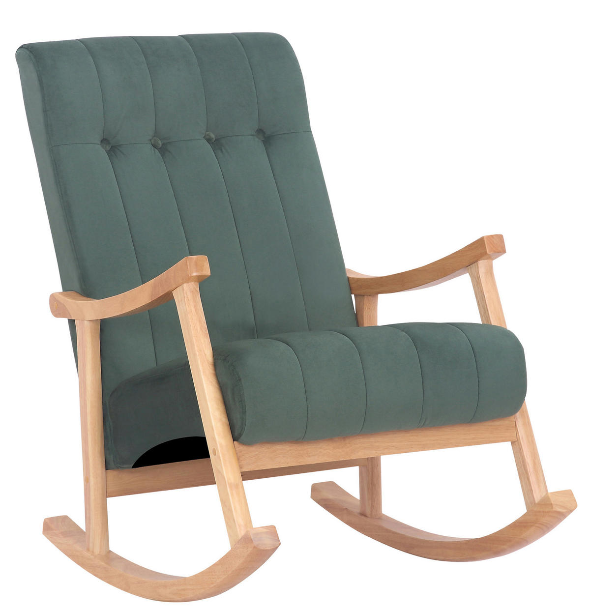 SCHAUKELSTUHL Sarti Samt, Gestell Kautschukholz natur Natura/Grün - Naturfarben/Grün, Holz/Textil (62/98/92cm) - TPFLiving