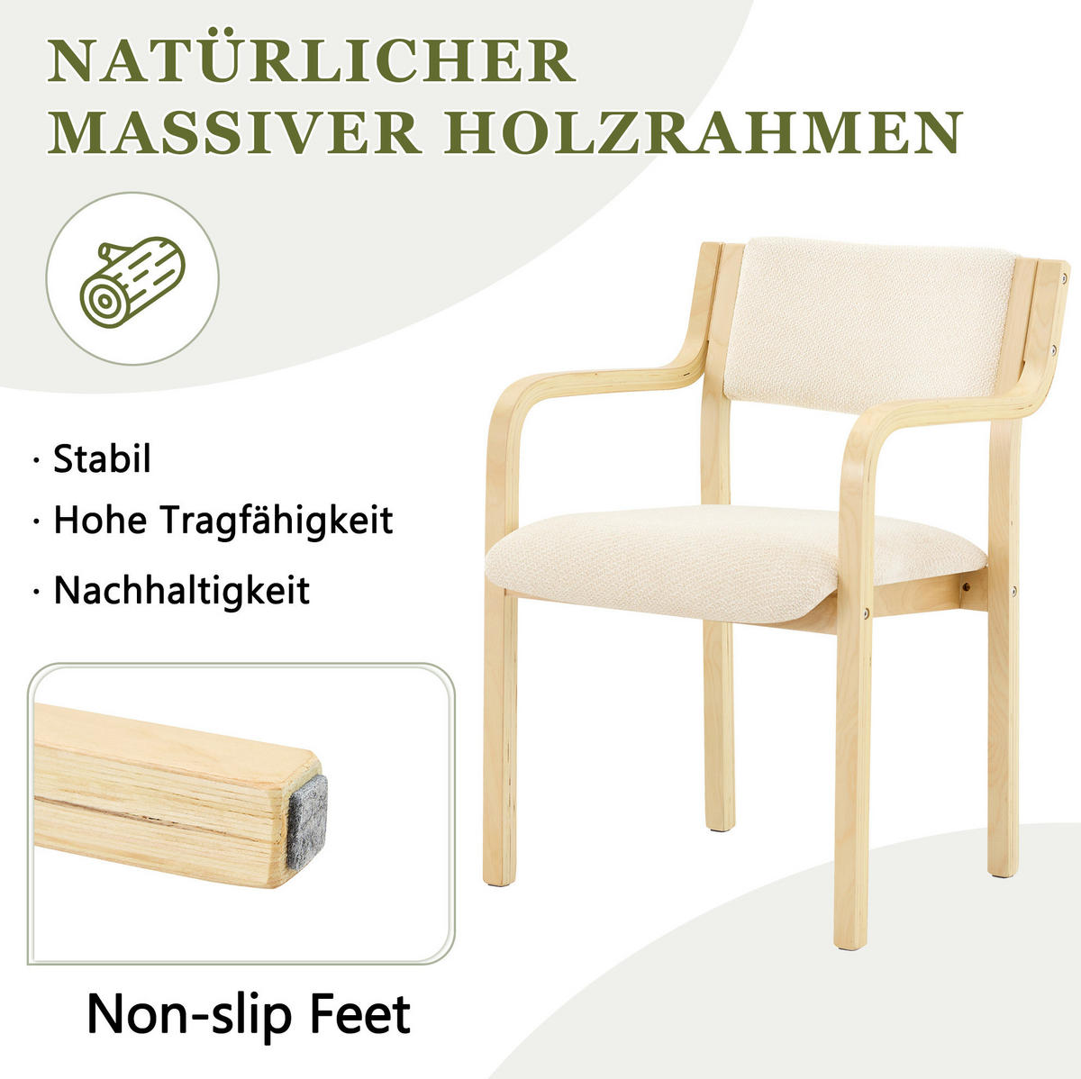 ESSZIMMERSTUHL 2er-Set mit Armlehne aus Bugholz Weiß - Weiß, Holz (45.5/77/53cm) - Meubliv