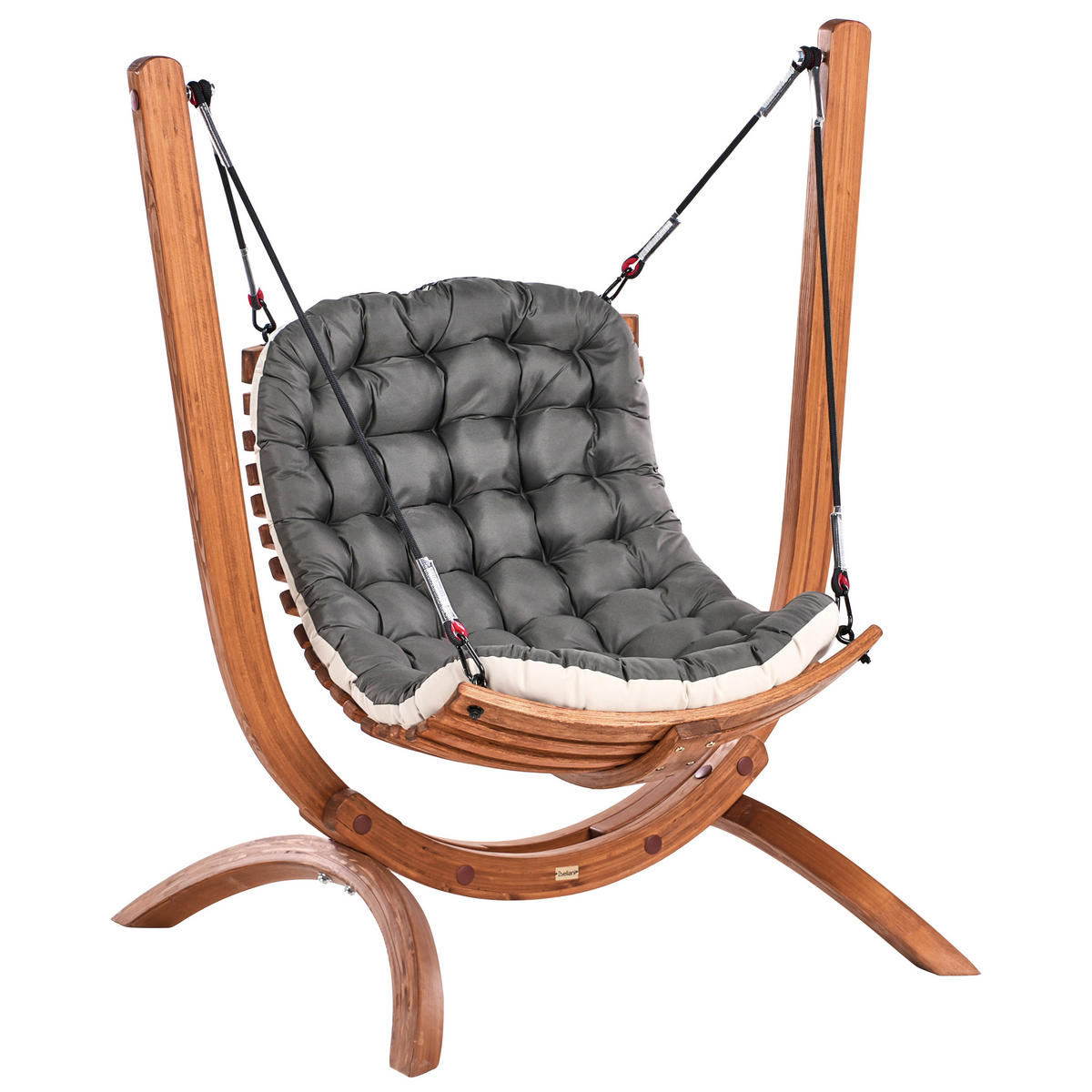 HÄNGESESSEL Braun/Beige/Grau Alliste - Beige/Braun, Holz (125/142/100cm) - Beliani