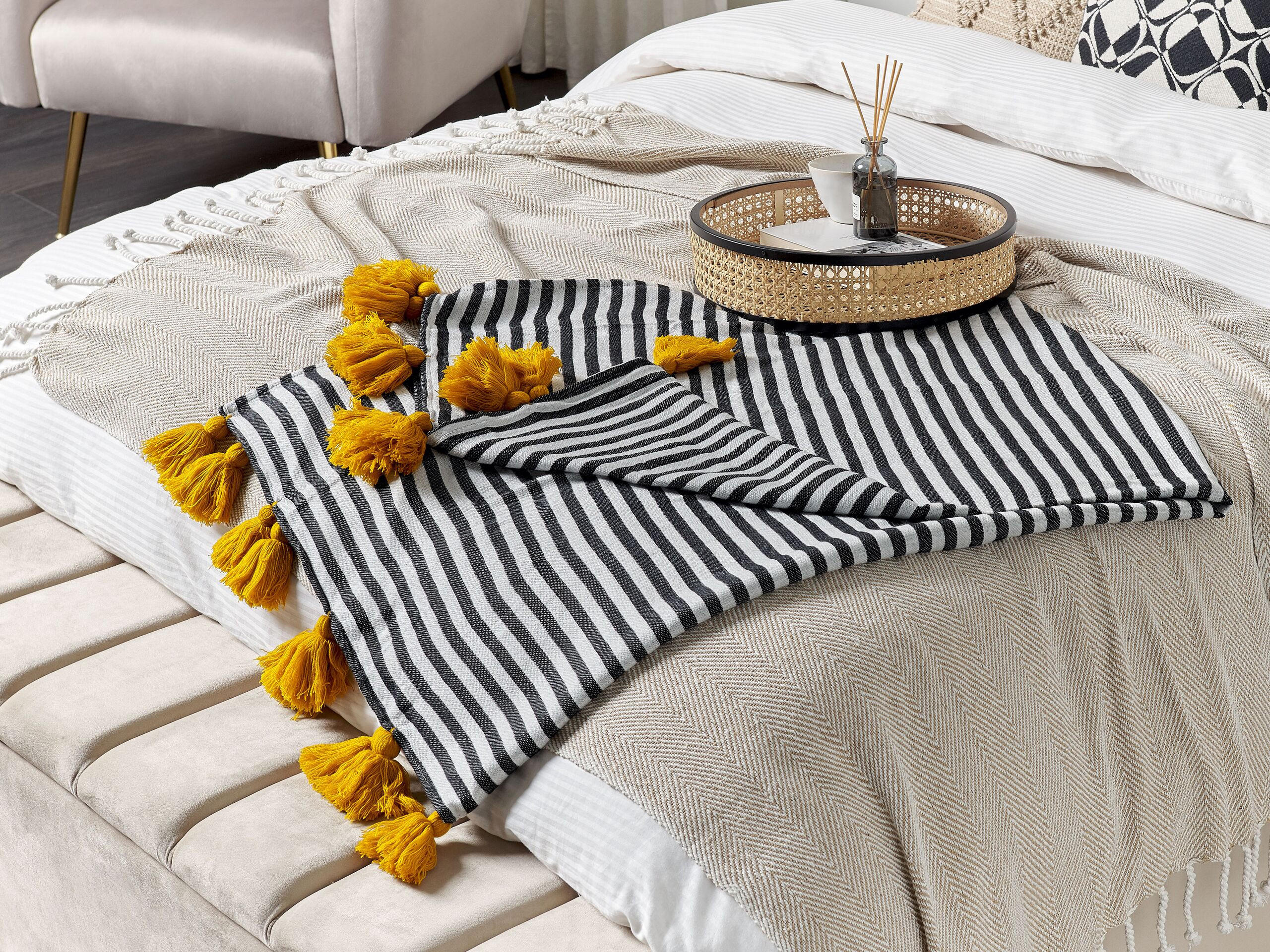 DECKE Schwarz Sunwal 130/170 cm - Schwarz, Textil (130/170cm) - Beliani