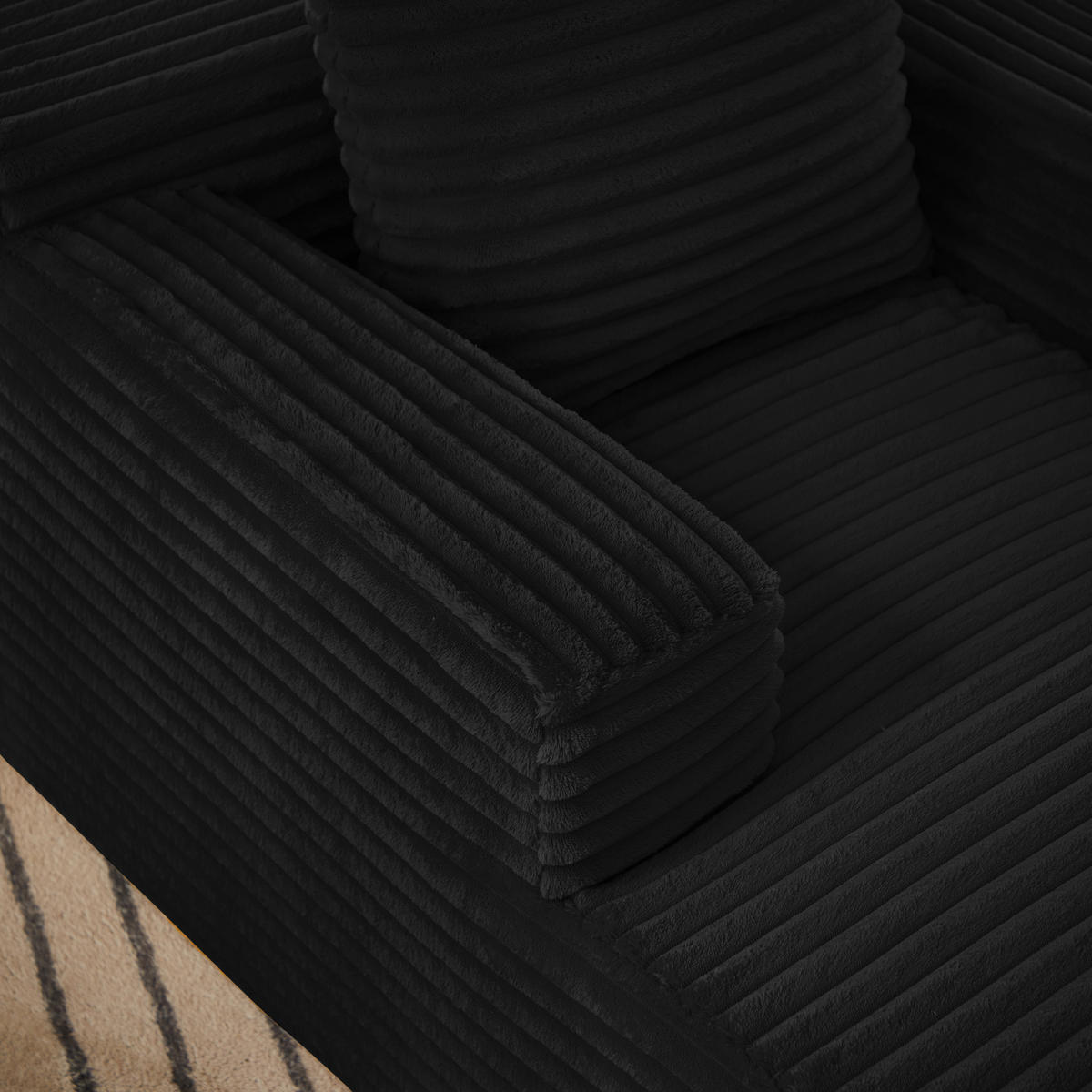SCHLAFSESSEL DE-34916 Cord mit Schlaffunktion Schwarz - Schwarz, Textil (81/50/117cm) - ComfortXL