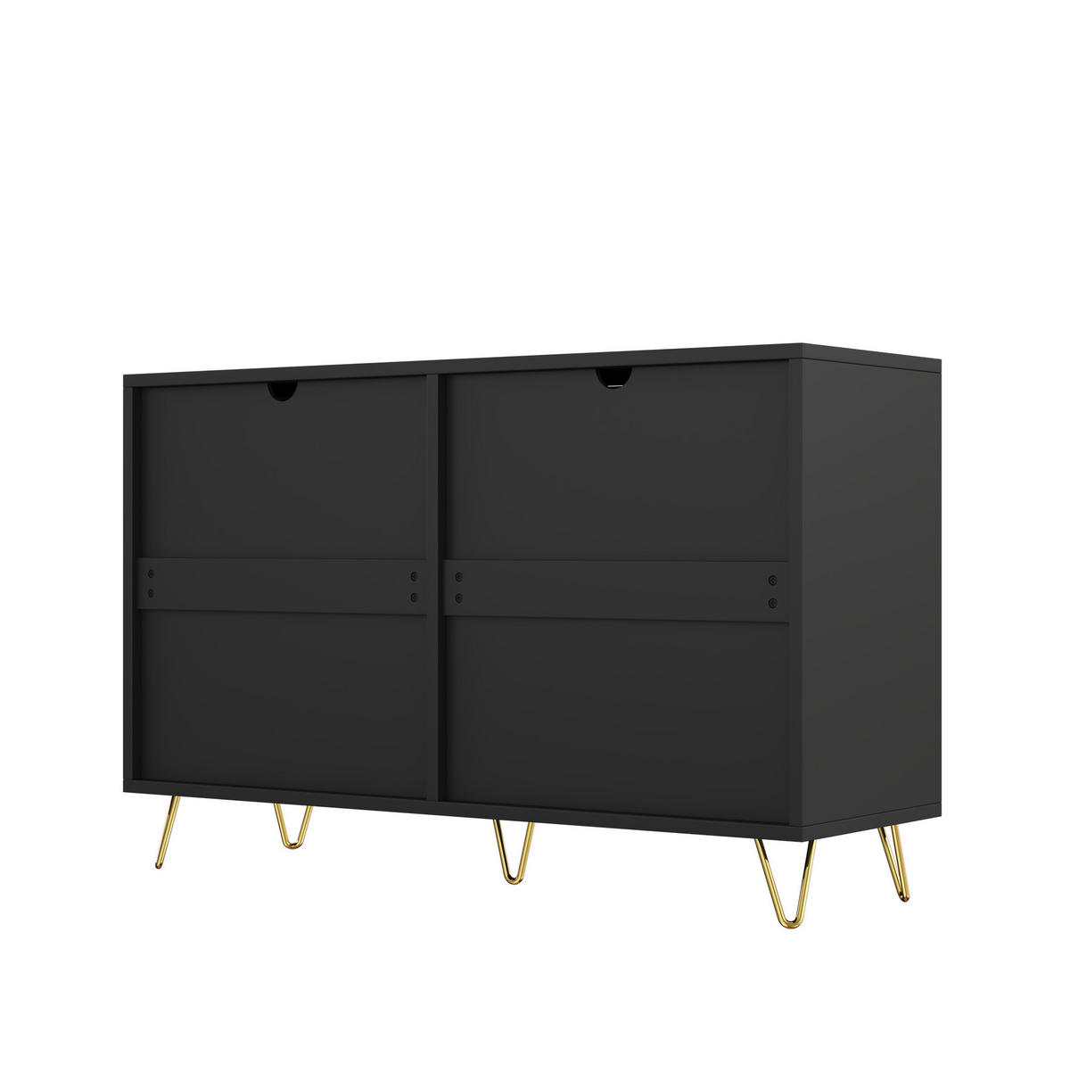 KOMMODE 120/40/77 cm in Schwarz/Gold mit 6 Schubladen - Schwarz, Holzwerkstoff (120/77/40cm) - Flora Grace