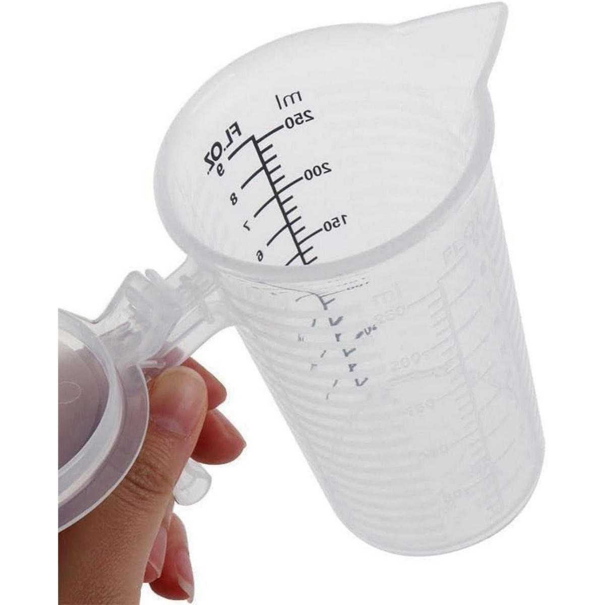 MESSBECHER transparent 250 ml mit Deckel und Griff - Transparent, Kunststoff (0.25L)