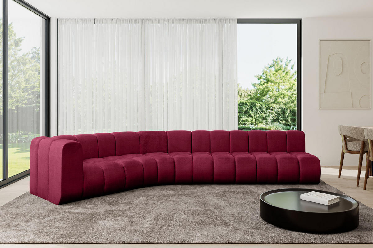 ECKSOFA modulares Sofa Karex-L2 - 399x194x70 cm Bordeauxrot - Bordeaux, Holzwerkstoff/Textil (399/194cm) - ALTDECOR