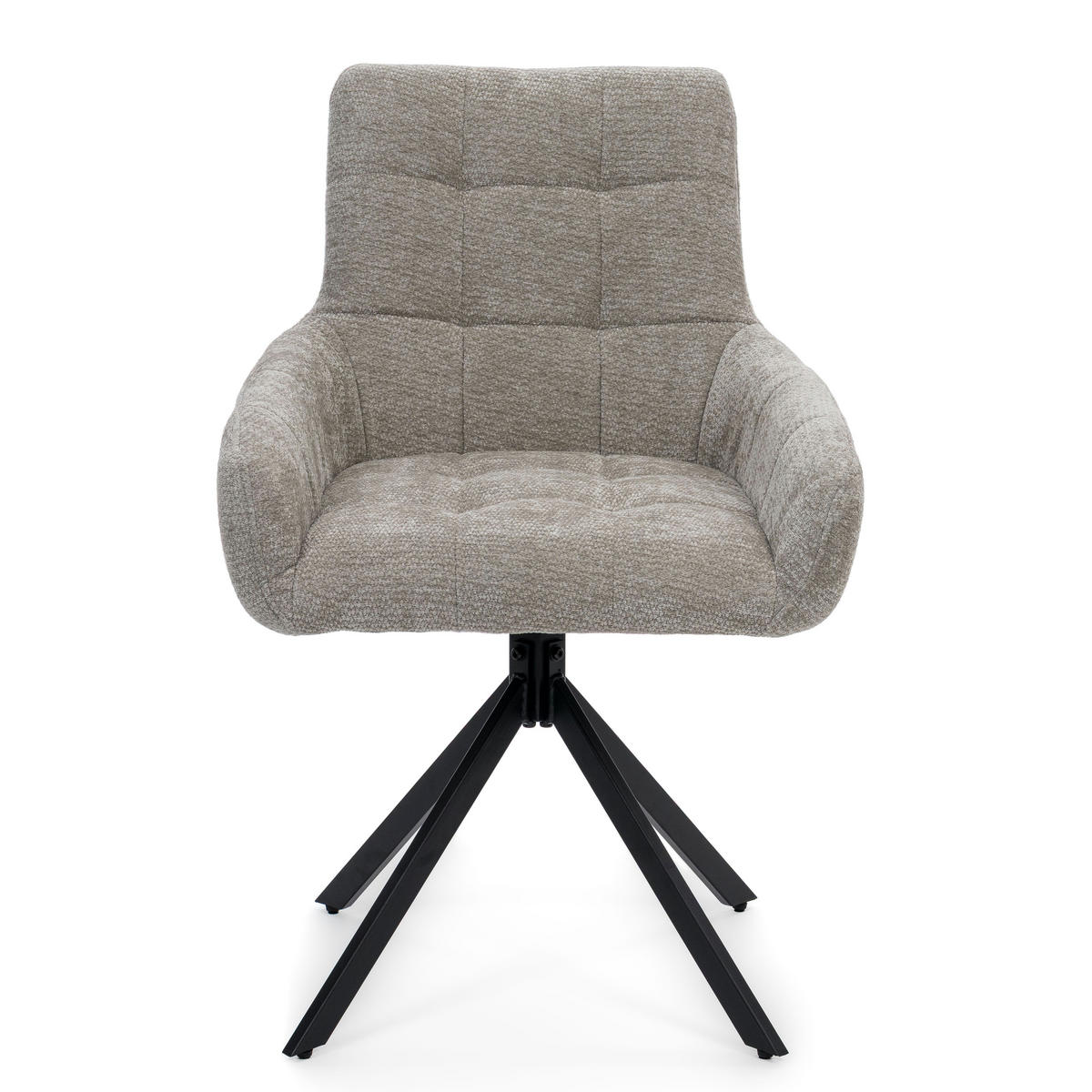 STUHL FUNO drehbar gepolsterter mit Steppung - hellgrau - Chenille - Hellgrau/Schwarz, Textil/Metall (58/87/60cm) - NEW HOME