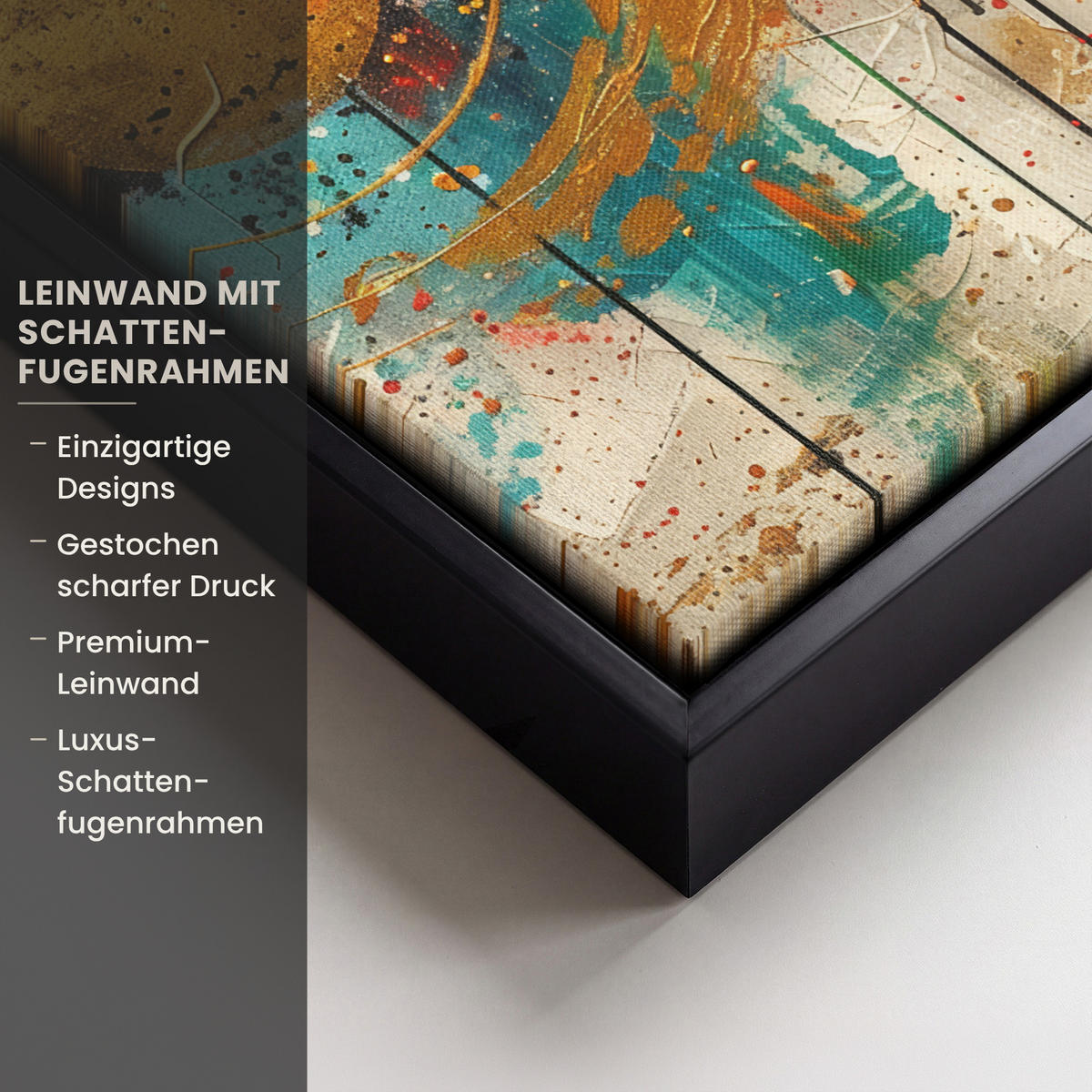 LEINWAND Bilder mit Rahmen - Abstrakt - Kunst - Gold - Modern - 20x30 - Multicolor, Textil (20/30cm) - MuchoWow