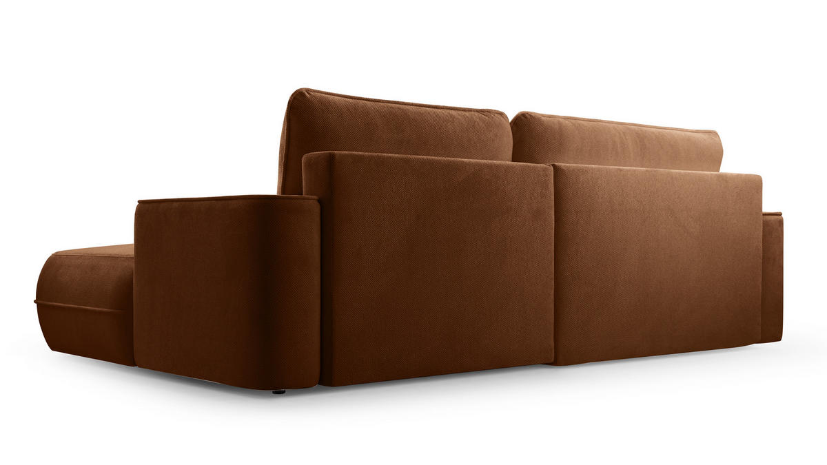 ECKCOUCH L Form Peoni Kupferfarbe 267/168/87 cm mit Schlaffunktion R - Dunkelorange/Schwarz, Kunststoff/Textil (267/168cm) - AX Living