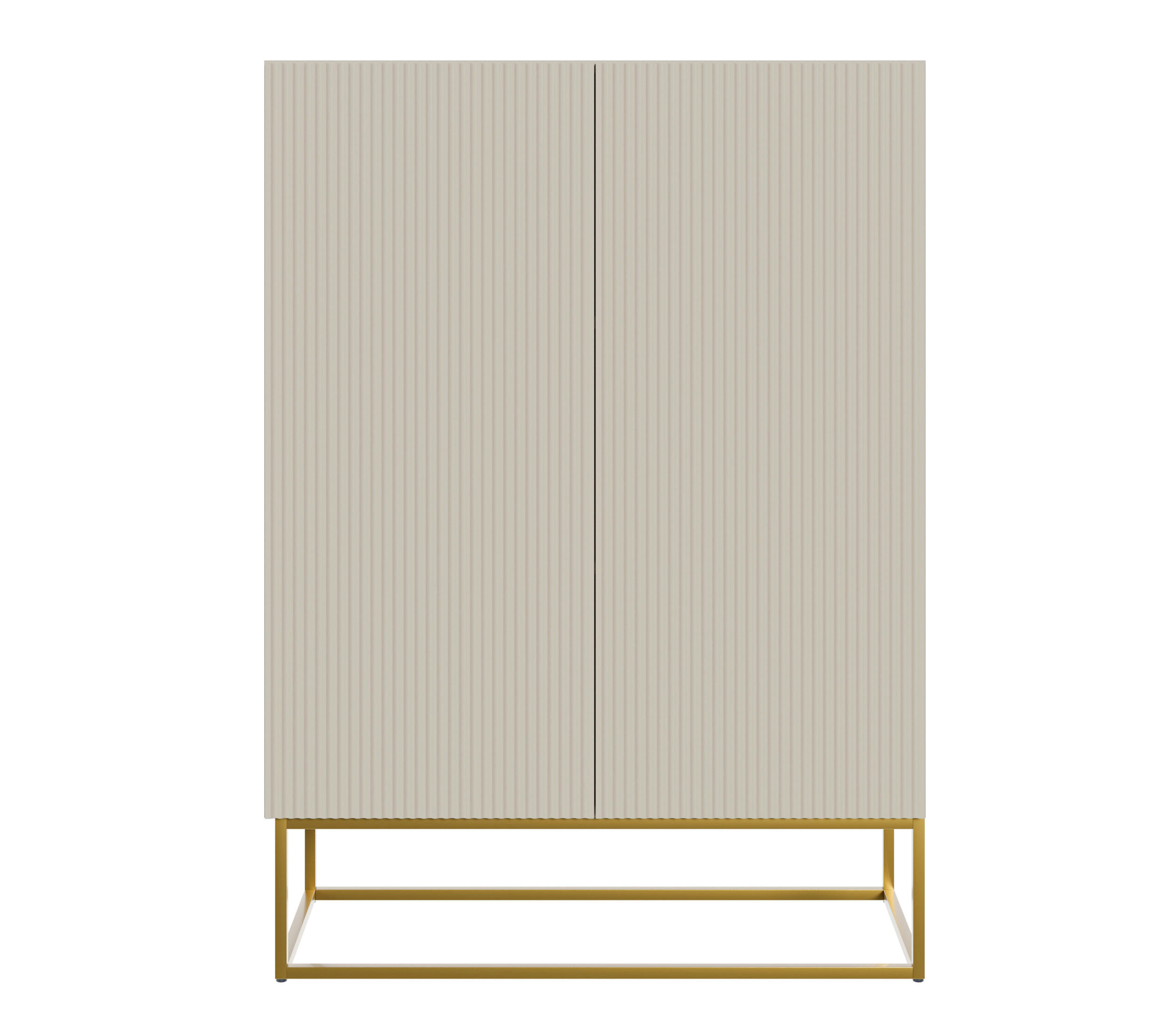 HIGHBOARD Veldio Graubeige mit goldenem Metallgestell 90 cm - Greige/Goldfarben, Holzwerkstoff/Metall (90/125/38cm) - Selsey