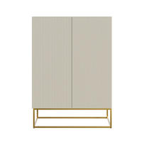 HIGHBOARD Veldio Graubeige mit goldenem Metallgestell 90 cm - Greige/Goldfarben, Holzwerkstoff/Metall (90/125/38cm) - Selsey