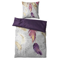 BETTWÄSCHE 2-teilig Federn - Lila, Naturmaterialien (135/200cm) - Sanilo