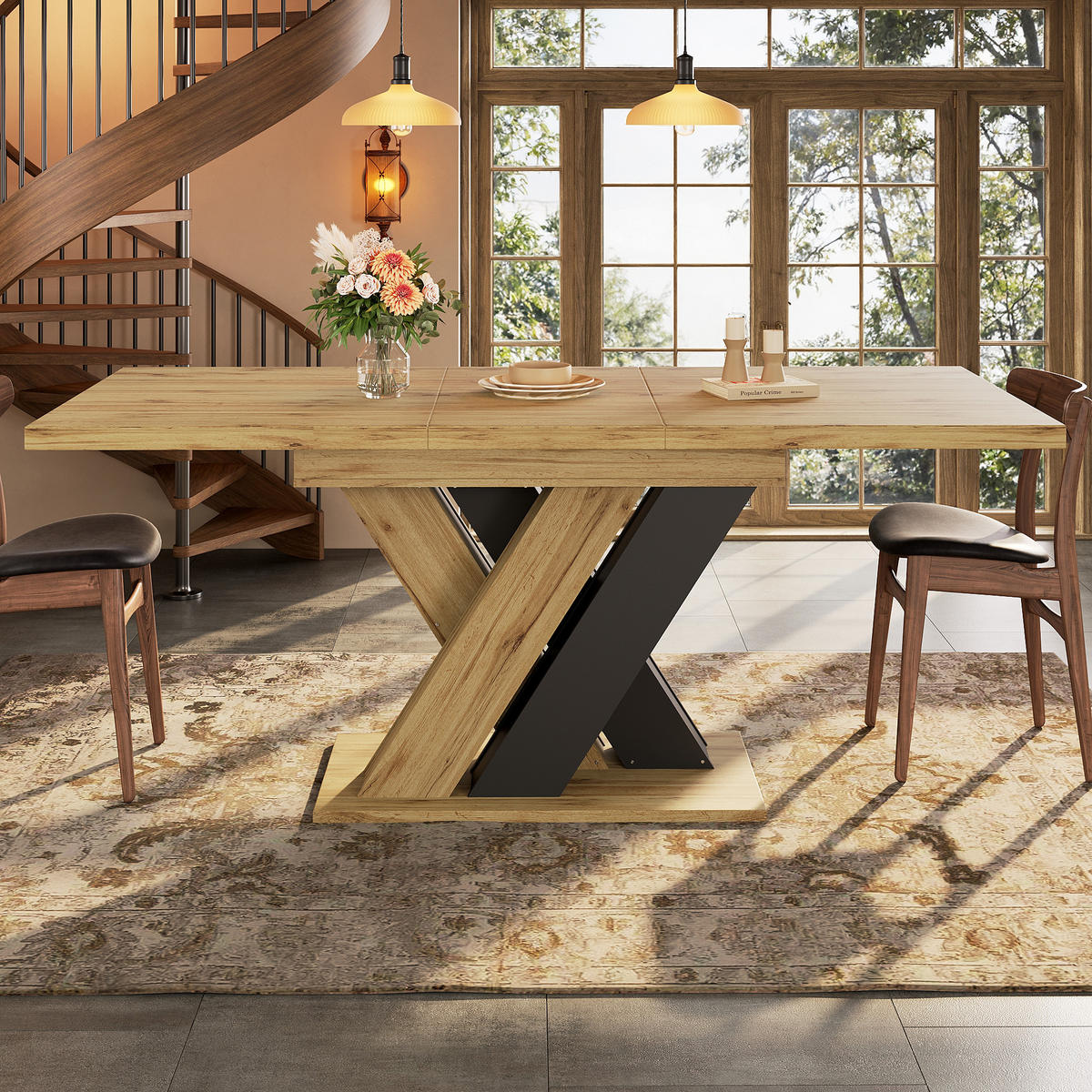 AUSZIEHTISCH Holzoptik 119-158,5/80/75 cm - Schwarz, Holz (80/119/75cm) - PANGIVO
