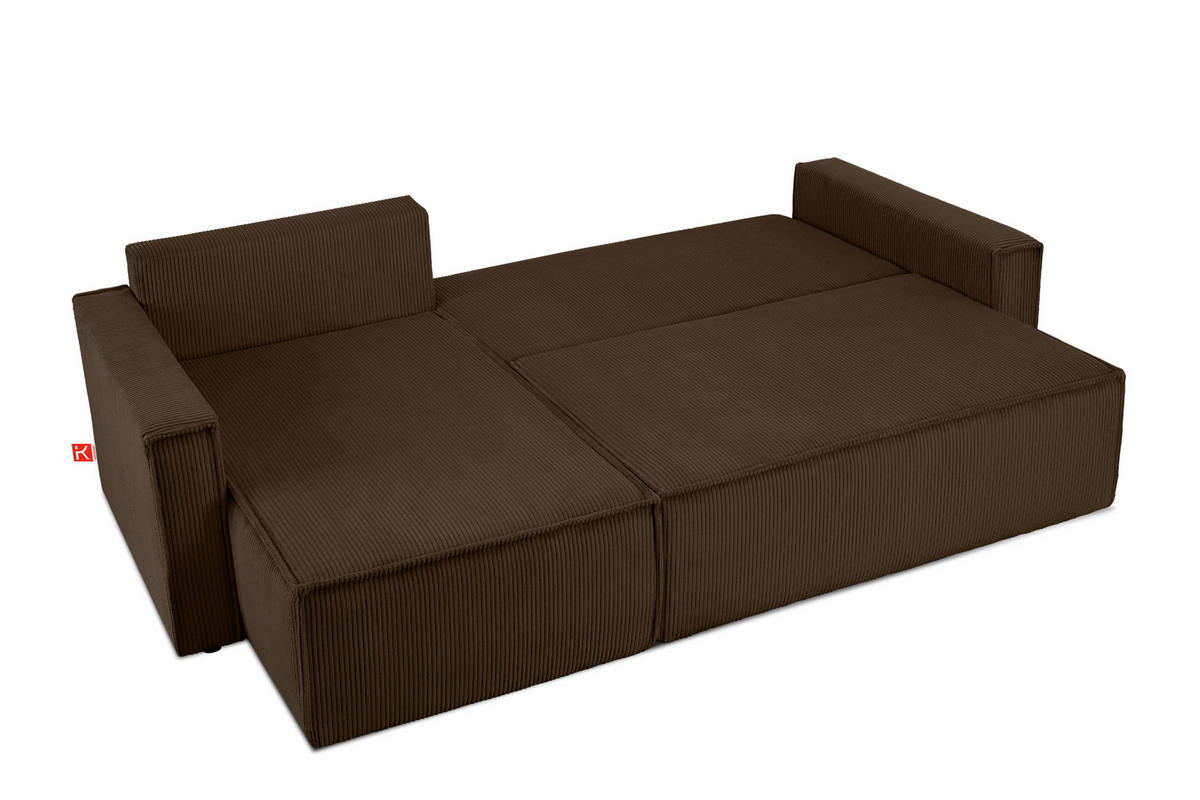 ECKSOFA-LINKS/RECHTS NAPI Schlaffunktion mit Cordbezug, dunkelbraun - Dunkelbraun/Schwarz, Textil (246/148cm) - KONSIMO®