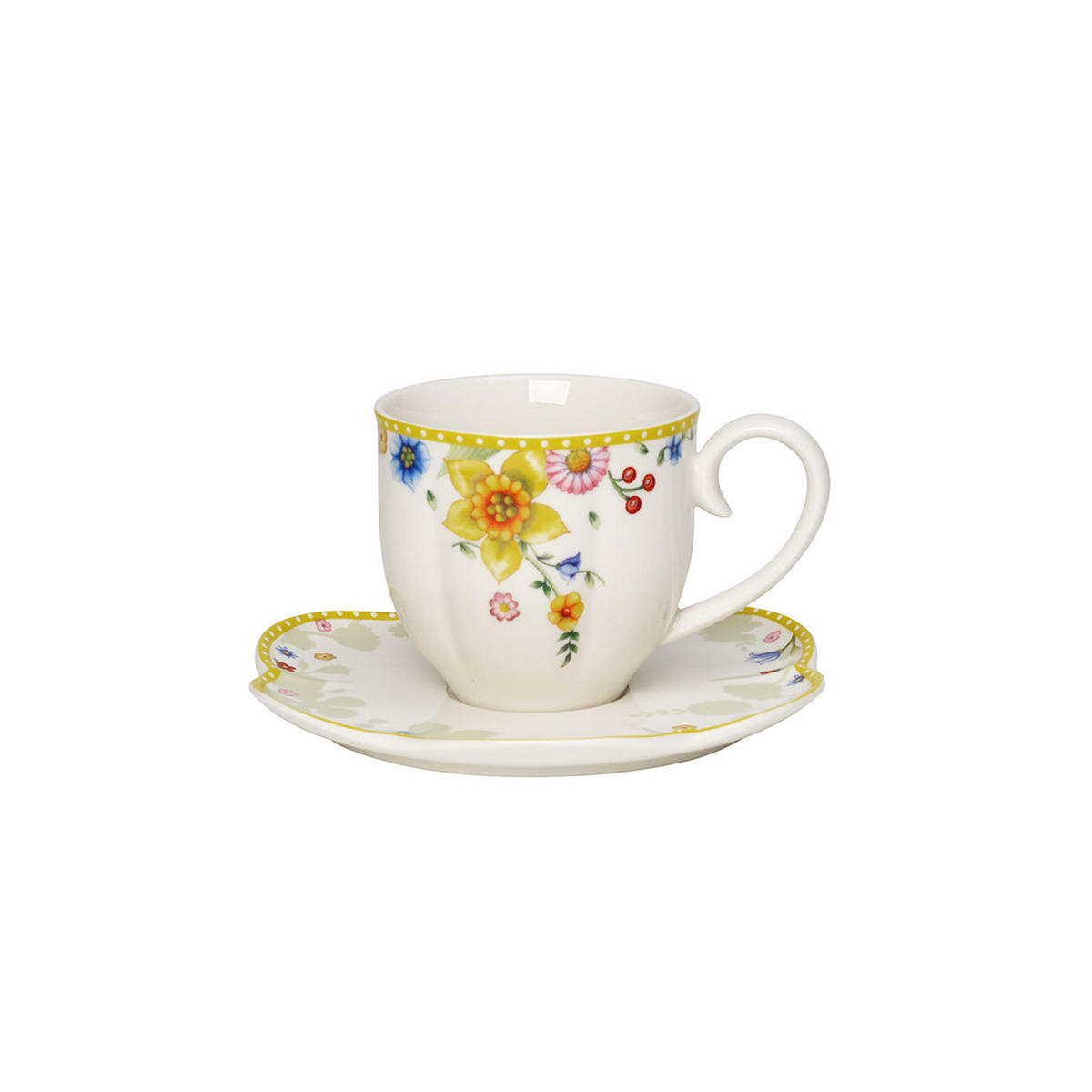 KAFFEETASSE MIT UNTERTASSE Spring Awakening bunt 230 ml - Multicolor, Keramik (1/1/1cm) - Villeroy & Boch