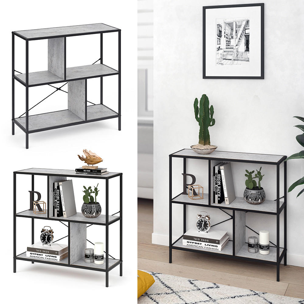 RAUMTEILER Fyrk, Beton/Schwarz, 80 x 79 cm - Grau, Holzwerkstoff (80/79/30cm) - Vicco