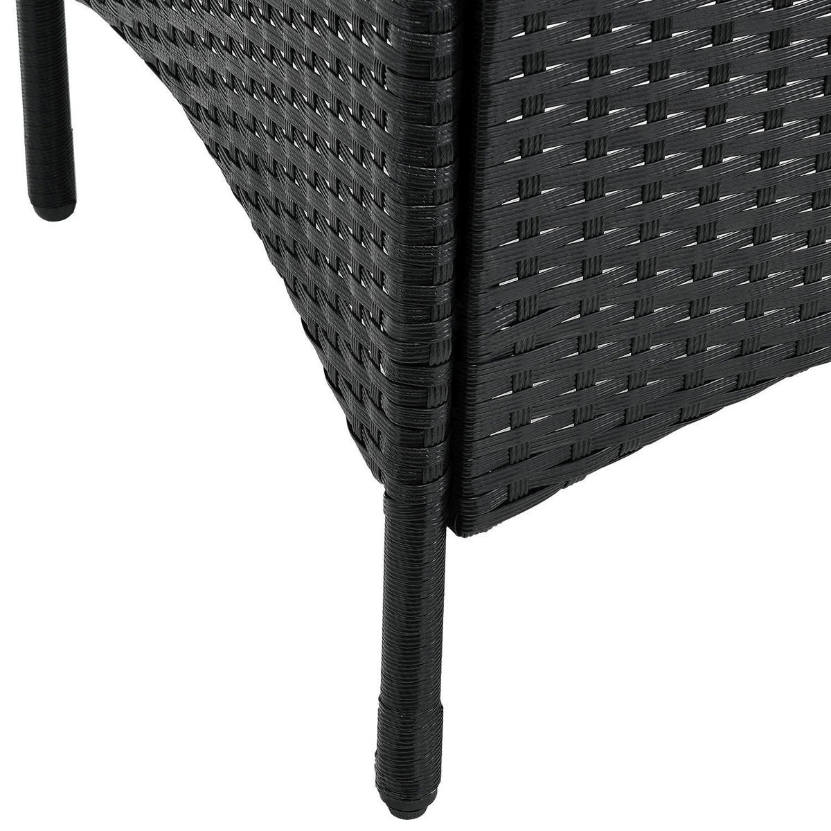 BALKON-SET Bayamo Polyrattan schwarz/dunkelgrau (3-tlg.) - Schwarz, Kunststoff - Juskys